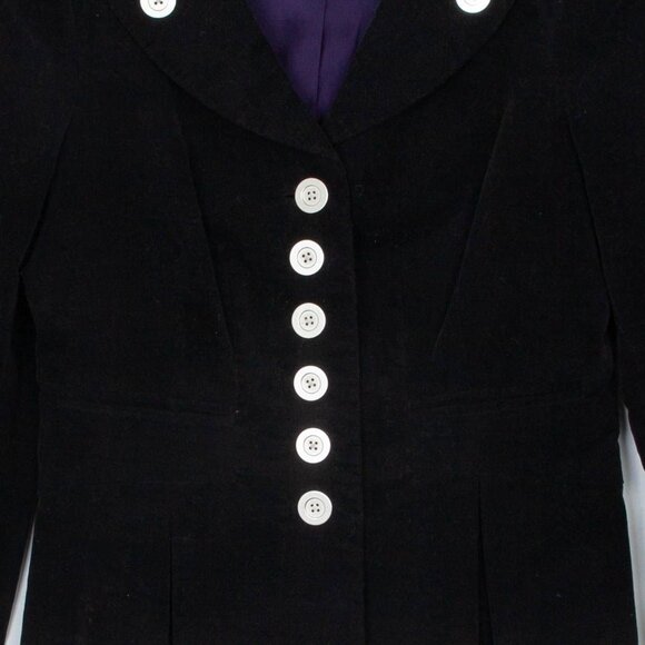 Anthropologie Floreat Edith Velvet Military Blazer Jacket Size 4 Black Goth Y2K - Picture 5 of 12